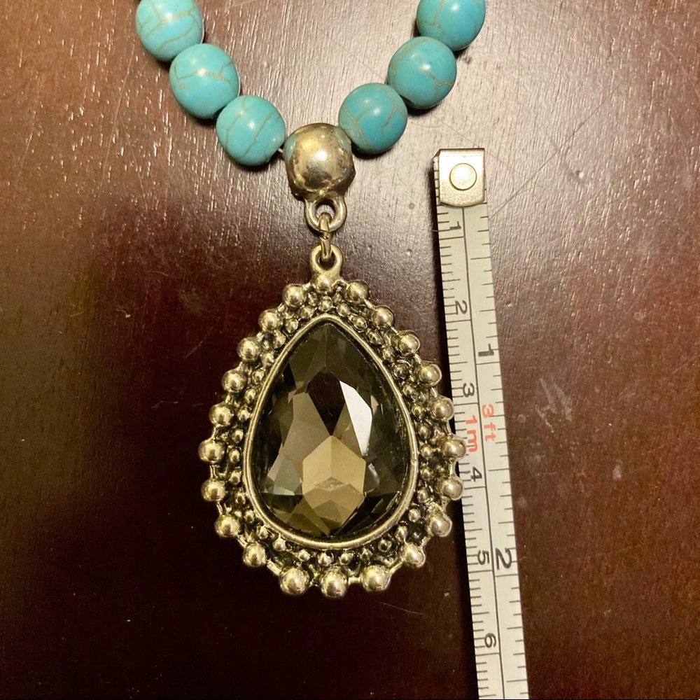 VINTAGE BOHO TURQUOISE & LARGE STONE NECKLACE ๐ง - Picture 6 of 7